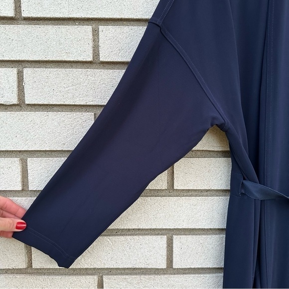 LAFAYETTE 148 Stretch Jersey Belted Long Kimono Cardigan Robe Navy Blue - Picture 5 of 12